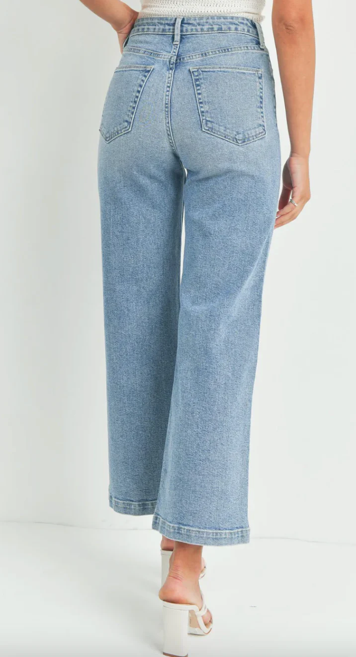 Just Black Patch Pocket Wide Leg Jeans - Image 7