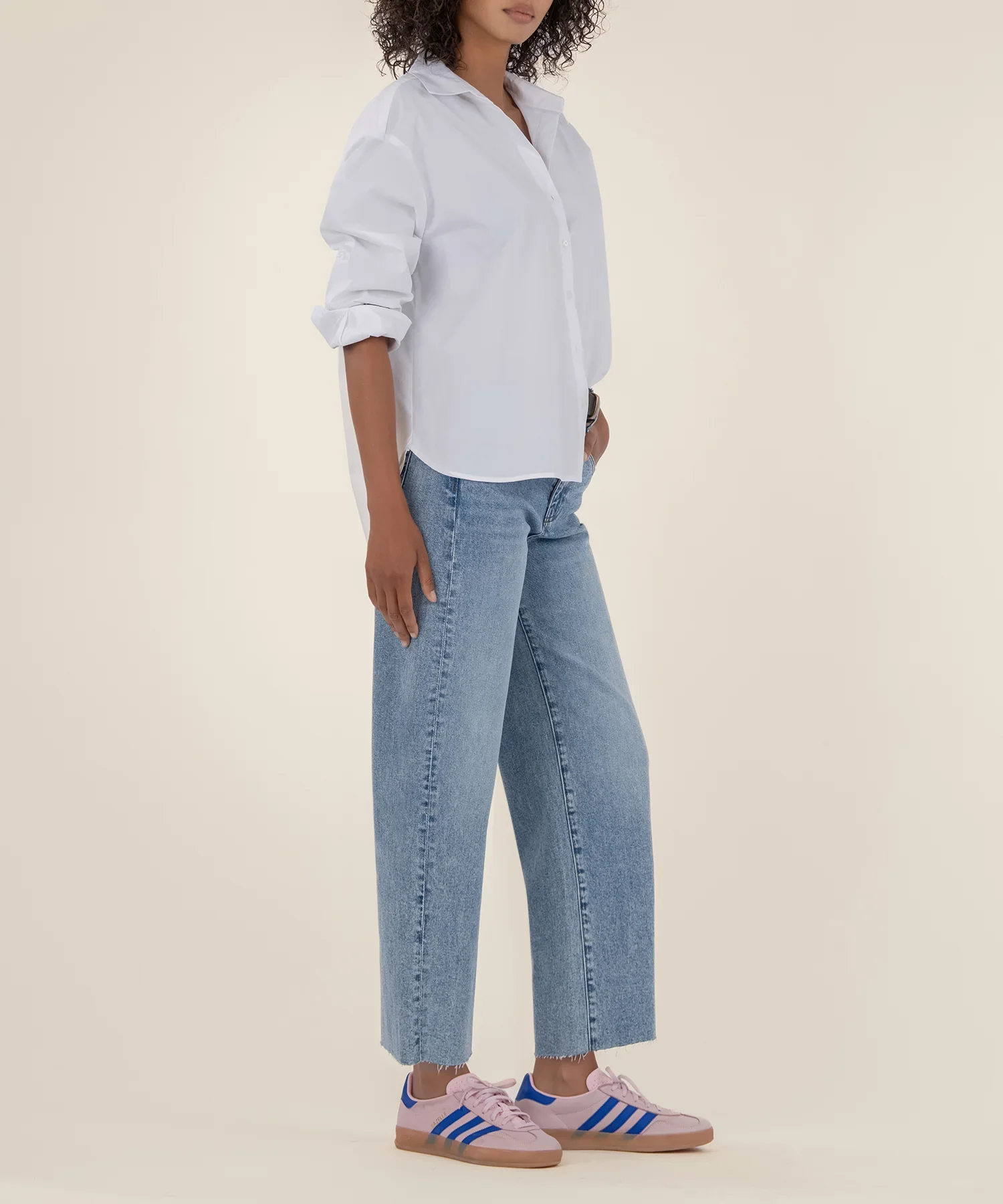 Kut Gwen High Rise Wide Leg Raw Hem Jean - Image 3