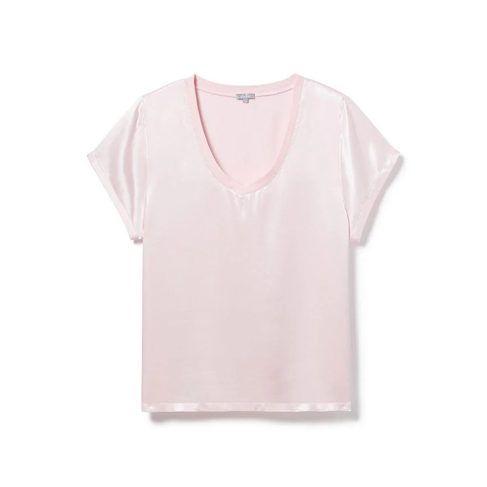 PJ Harlow Gianna Satin V-Neck Tee - Image 3