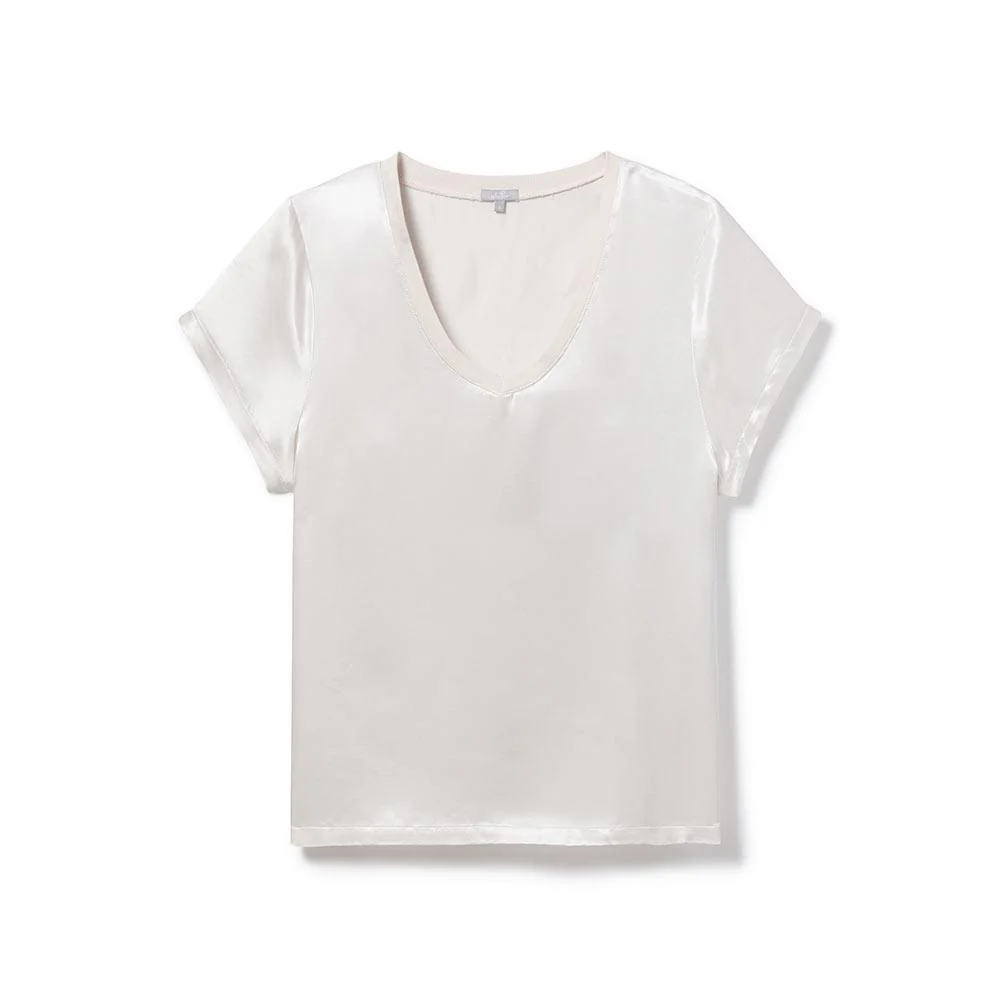 PJ Harlow Gianna Satin V-Neck Tee - Image 4