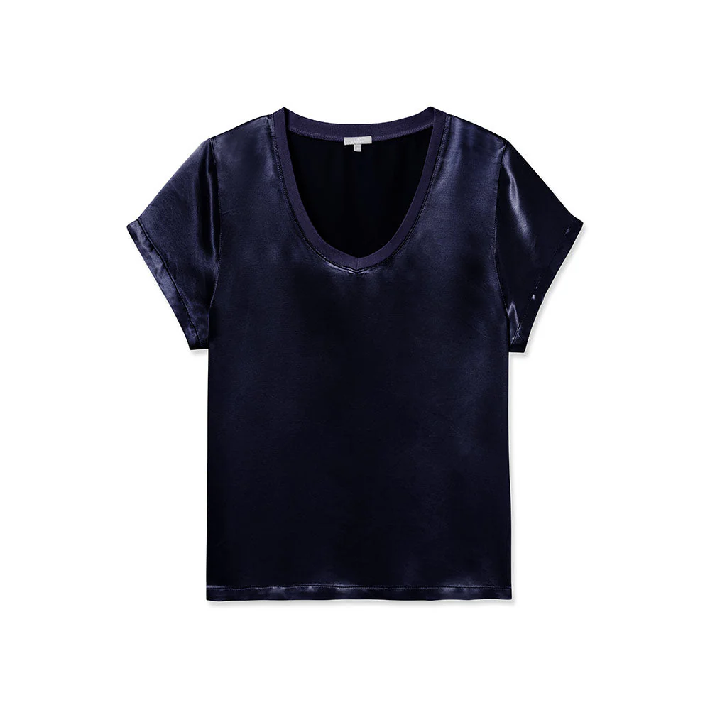 PJ Harlow Gianna Satin V-Neck Tee - Image 5