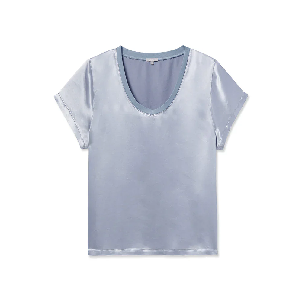 PJ Harlow Gianna Satin V-Neck Tee - Image 6