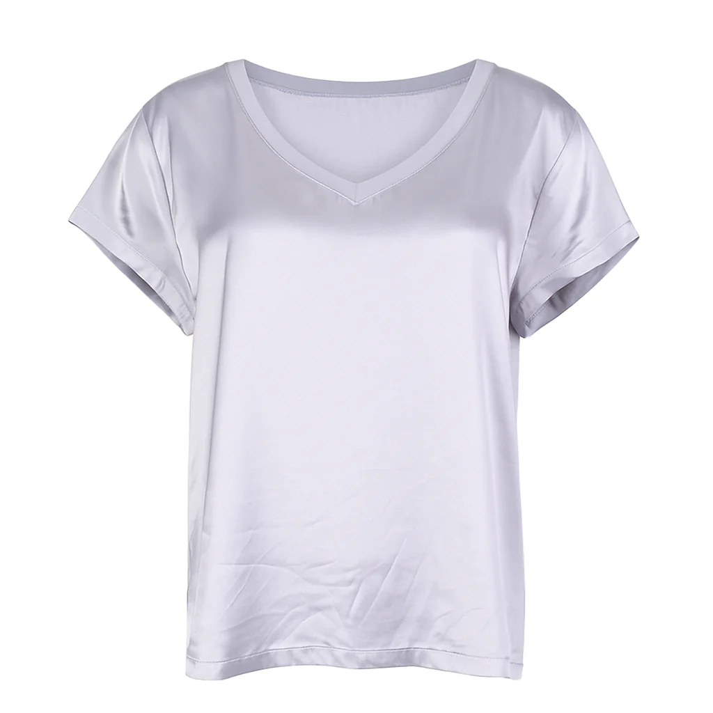 PJ Harlow Gianna Satin V-Neck Tee - Image 8