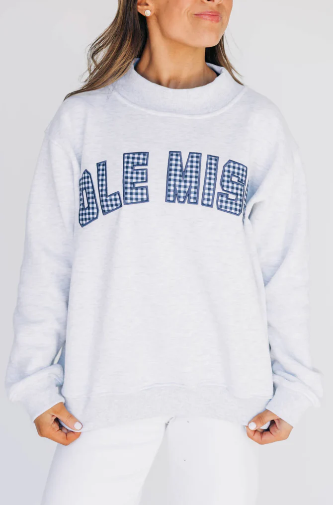 Scarlet & Gold Ole Miss Mallory Gingham Mockneck - Image 4