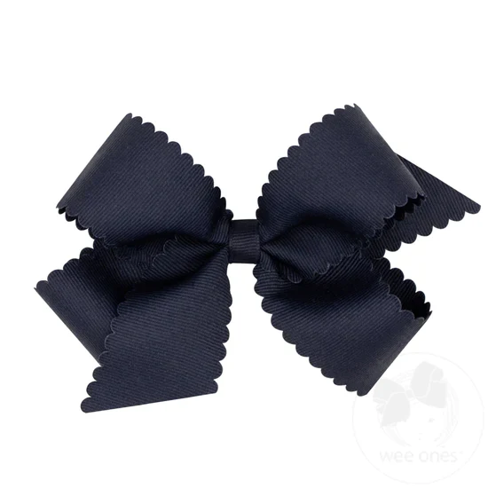 Girls' Wee Ones Medium Grosgrain Scalloped Edge Hair Bow - Image 3
