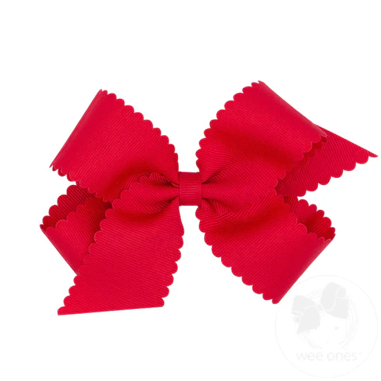 Girls' Wee Ones Medium Grosgrain Scalloped Edge Hair Bow - Image 4