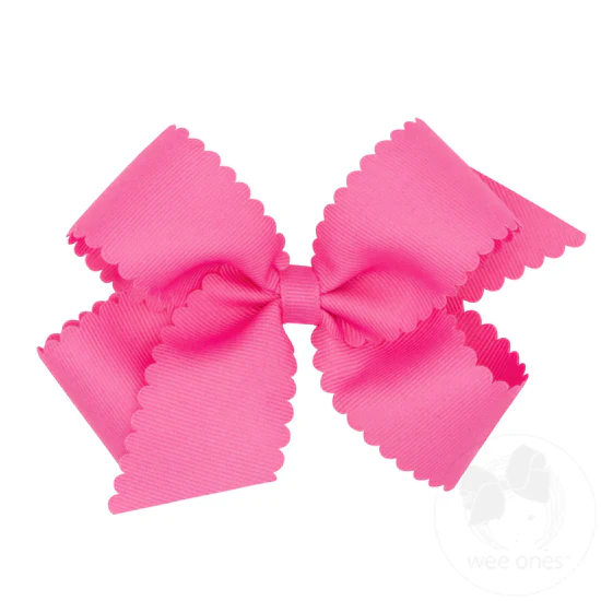 Girls' Wee Ones Medium Grosgrain Scalloped Edge Hair Bow - Image 6