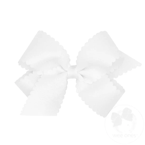 Girls' Wee Ones Medium Grosgrain Scalloped Edge Hair Bow - Image 8