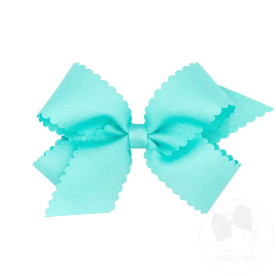 Girls' Wee Ones Medium Grosgrain Scalloped Edge Hair Bow - Image 9