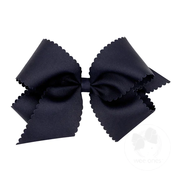 Girl's Wee Ones King Grosgrain Scalloped Edge Hair Bow - Image 7